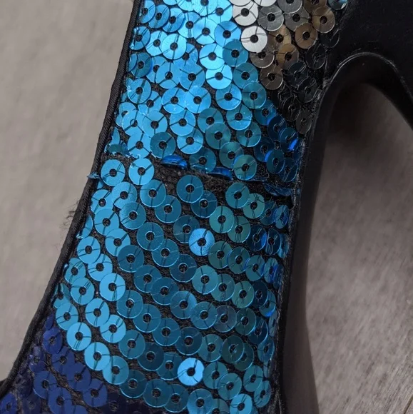 Steve Madden blue sequins platform heels sz 8.5 - Picture 8 of 8